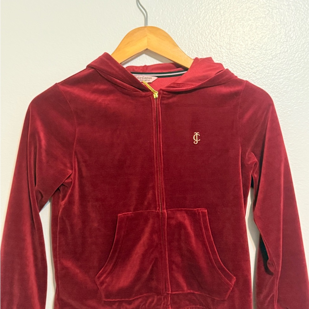 Juicy Couture Kids Burgundy Velour Hoodie